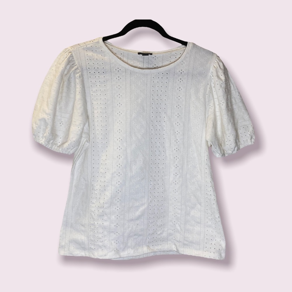 ann taylor cotton puff sleeve blouse